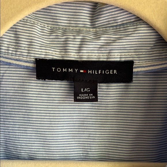 Tommy Hilfiger Blue & White Stripe Sleeveless V-Neck Collar Midi Dress Sz Lg - Picture 6 of 16